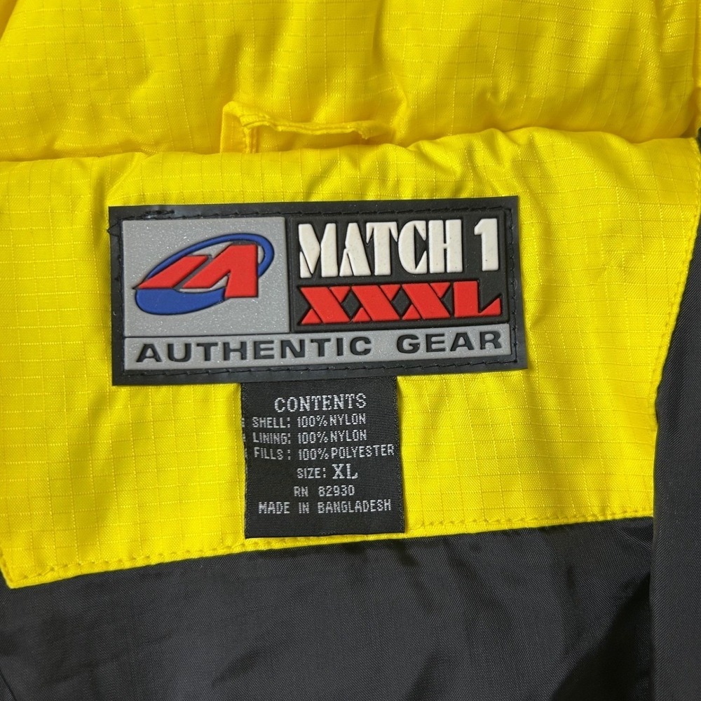 Vintage Match 1 Puffer Jacket Bright Yellow Winter Warm Size XL‎ Rugged NEW - Picture 6 of 10